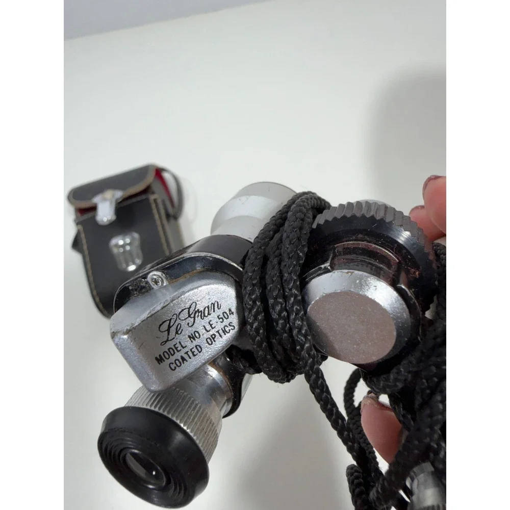 Le Gran 6x15 Mini Binoculars LE-504‎ Coated Optics Silver with Case Japan